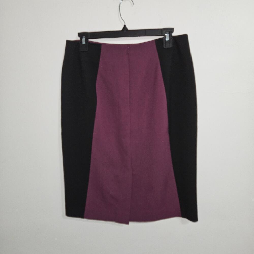 Halogen High Rise Pencil Skirt Black Maroon Colorblock Panel Skirt Size 6 - Picture 2 of 8